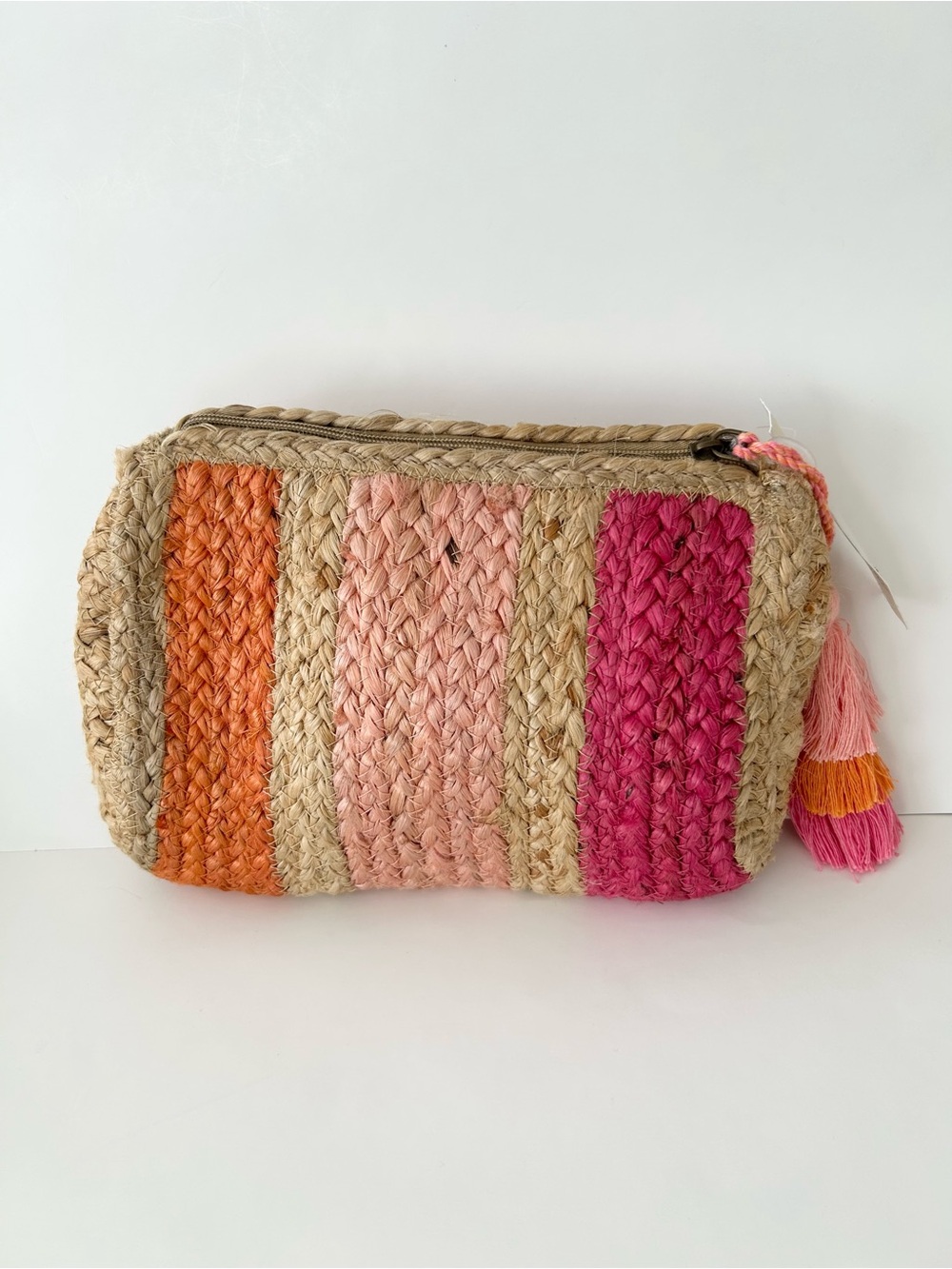 NWT No Boundaries Jute Colorful Boho Zipper Pouch For Women Made in India